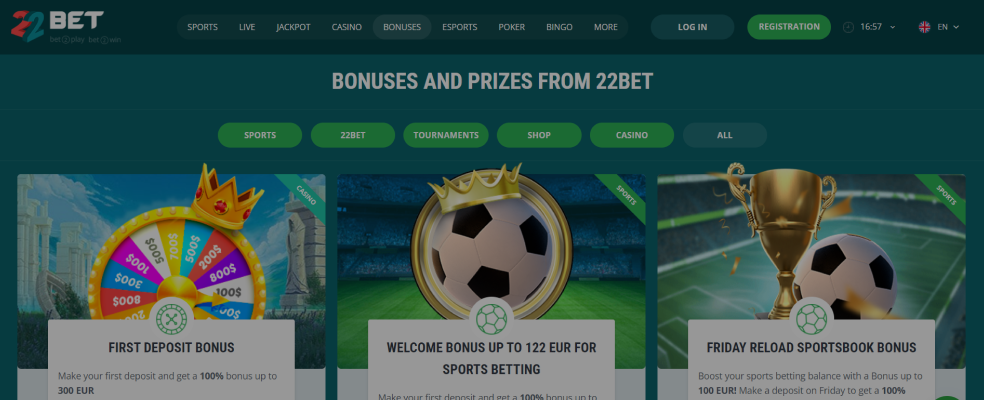 22Bet Bonuses