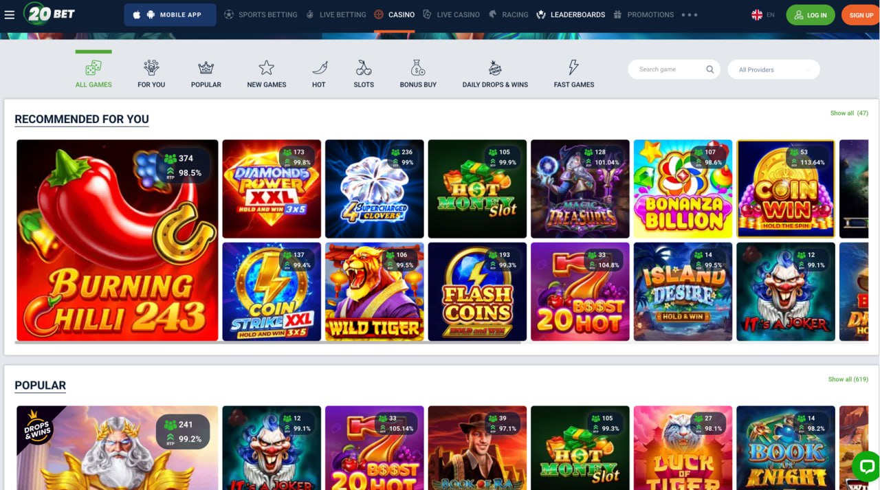 20Bet Casino Games